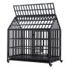 Heavy Duty Dog Cage pet Crate with Roof & window on roof