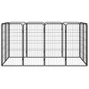 12-Panel Dog Playpen Black 19.7"x39.4" Powder-coated Steel