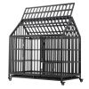 Heavy Duty Dog Cage pet Crate with Roof & window on roof