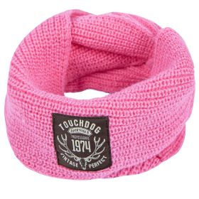 Touchdog Heavy Knitted Winter Dog Scarf (Color: pink)