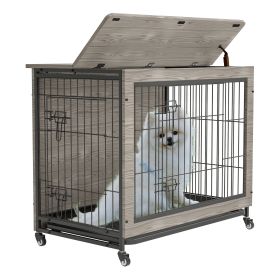 23 Inch Heavy-Duty Dog Crate Furniture (Color: gray)