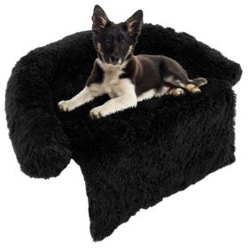 Black Plush Calming Dog Couch Bed with Anti-Slip Bottom (size: m)