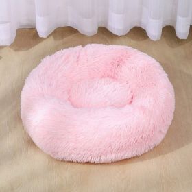 Dog Bed Super Soft Washable Long Plush Pet Kennel Deep Sleep Dog House Velvet Mats Sofa For Dog Basket Pet Cat Bed (Color: pink, size: 50cm)